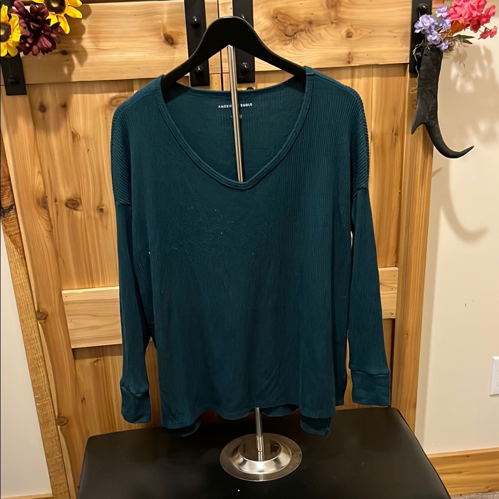 American Eagle Outfitters Deep Teal V-Neck Tunic